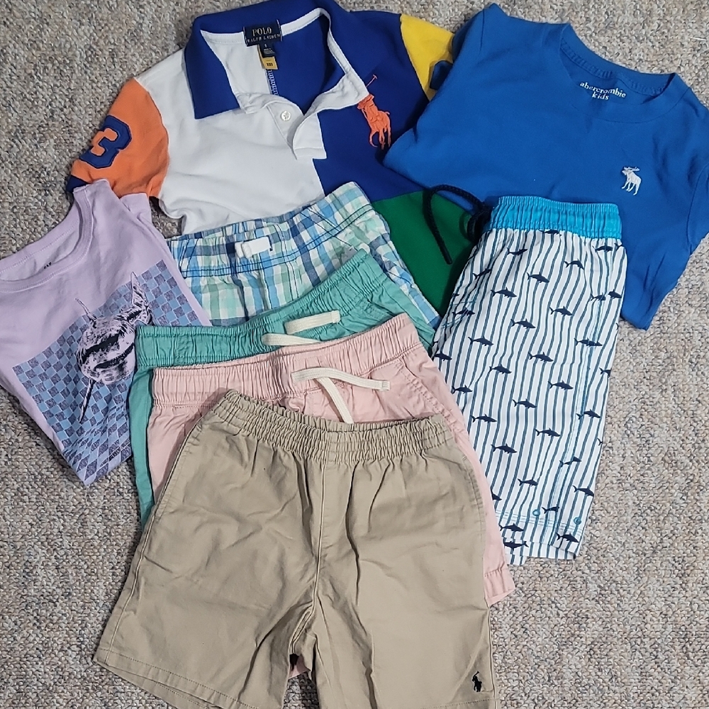 Polo by Ralph Lauren Kids' Color Block Polo Shirt & Shorts BUNDLE